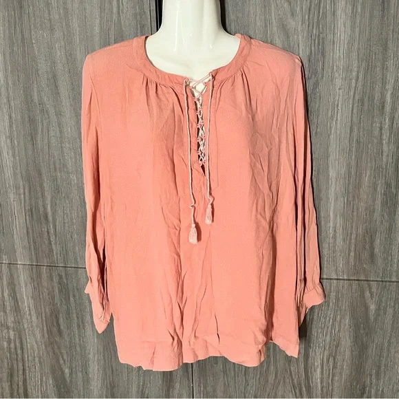 Madewell Lace Up Peasant Top - Picture 2 of 9